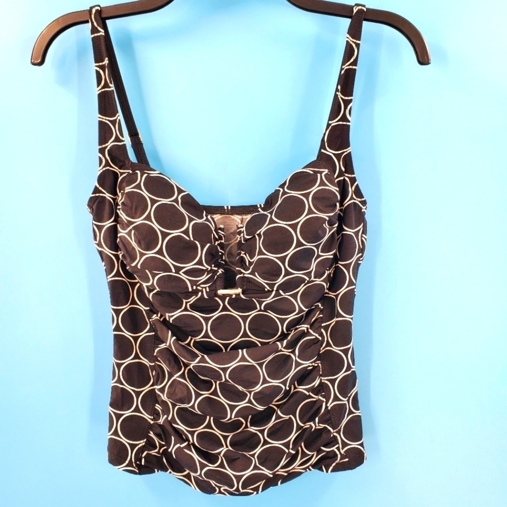 La Blanca black and white patterned tankini top 10